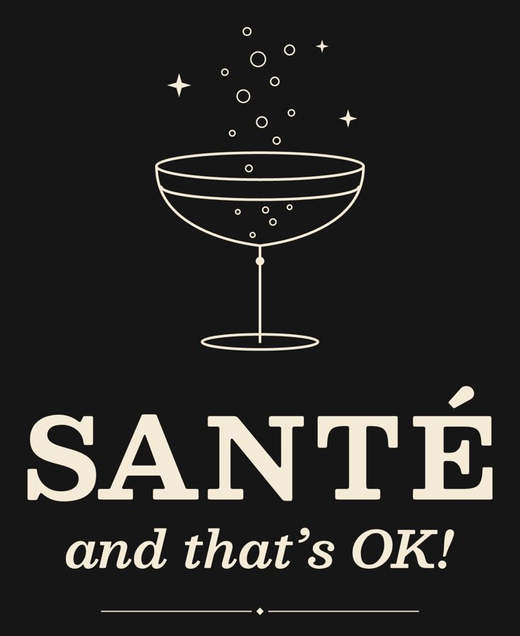 Shirt: Santé and that's OK, a coupe with bubbles